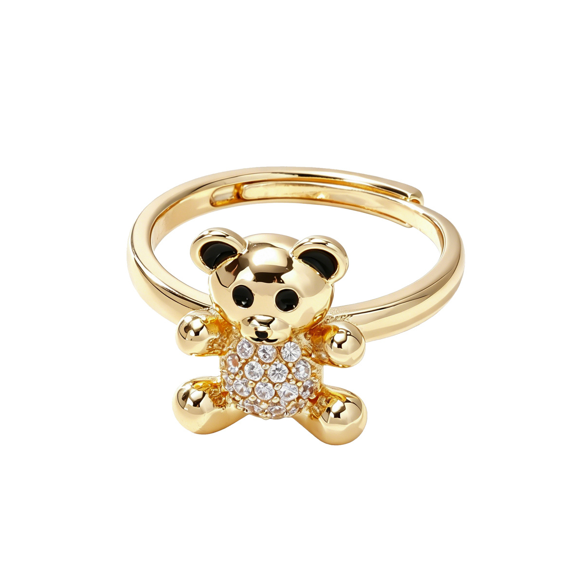 Women's Cute Teddy Bear Open Ring, Adorable Gift for Her